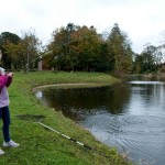 Hannah Love playing a fish
