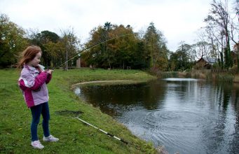 Young anglers enjoy rainbow trout fishing in the Carton Estate