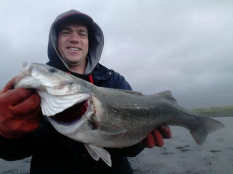 Darren with his first sea bass