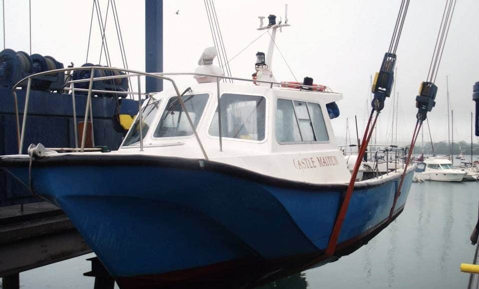 Castle Maiden being lifted out at Crosshaven Marina in Cork
