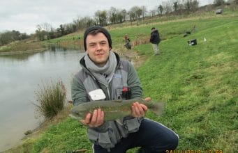 Super rainbow trout fishing at the first heat of the winter league at Cortland Fishery