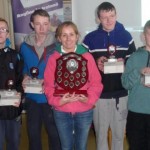 Winners all: The Mulhuddart Youth Project team in Aughrim, from left: Ross Byrne, Reece Geoghegan, Bernie Moloney (youth officer), Eden Moore and Ciarán Kelly. On left is DAI’s Des Chew and Josie Mahon (right)