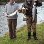 Colin Gardiner and Timothy Dalton with the first salmon of the season