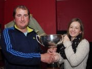 Tanya presents the Philip Moffat Memorial cup to Derravaragh angler Barry Darby won Philip Moffat Memorial Cup.Presenting is Tanya Breslin daughter of the late Philip Moffat