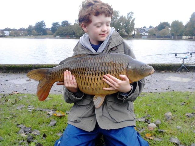 Daniel Heaney is very proud of his 14lb 4oz Common carp Daniel Heaney is very proud of his 14lb 4oz Common carp