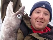 A trip well worth waiting for…..two pros take on Crosshaven Wexford guide Sid Jones with a fine 22lb conger