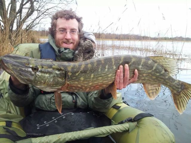 Cuan Muyllaert with his tube caught pike