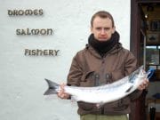 A fine 8lb fish on rapala for Joe Broderick on the Drowes Joe Broderick with his 8lb fish from the Crooked Hole on rapala on Saturday.