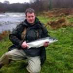 Richard Kinnaird with the first caught and released fish of the season from the Upper Mill Pool this afternoon