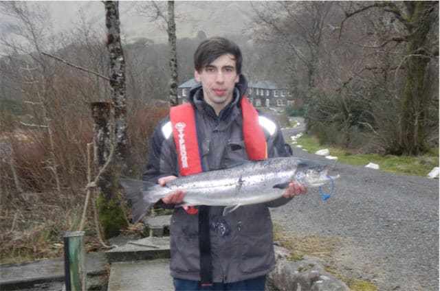 17 year old Colm O’Leary with his first ever salmon at Finlough