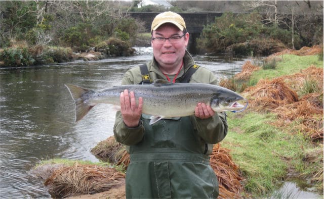 David Duffy with the first salmon of 2014 from Delphi