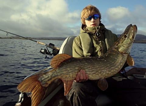 15 year old William Sudders, UK, with his personal best Lough Conn pike of 20 lbs.