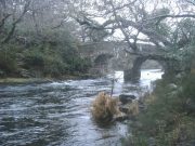 The Laune heavily flooded following rain storms bridge