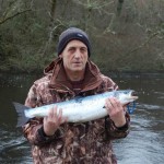 Eddie Roulston with his fish from the Blackwater on spinner on Friday