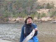 A beautiful 11lbs15ozs salmon for a Swedish lady angler Lisa Engbert with her 11lb 15oz fish