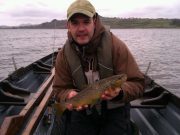 Don McCloskey with a lovely March Brownie on Lough Fern