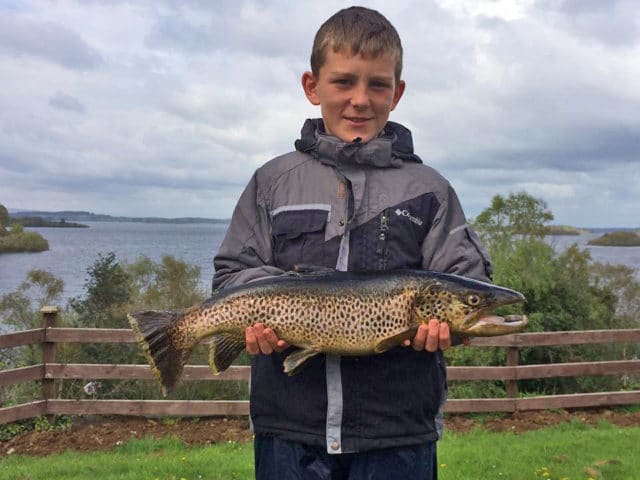 Cillian Tierney (13) from Oughterard, with a cracking trout of 6lbs plus that he caught on Lough Corrib, April 2014. the fish was taken on wet fly.