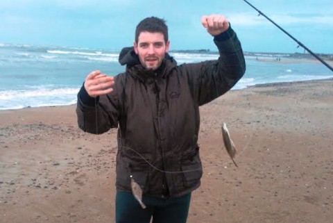 Dan Humpy With Two Flounder on the North Co Dublin Beaches Over the Wekend