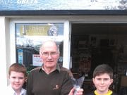 First fish of the season for first class Grandad on the Gweebarra River Dermot Mc Laughlin with his grandsons and the first fish from the Gweebarra Salmon Fishery
