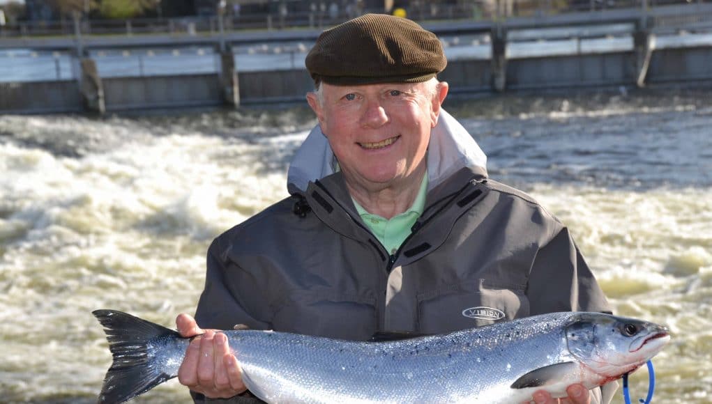 Dave Lenihan, Salthill with the first salmon of the season from the Galway Weir