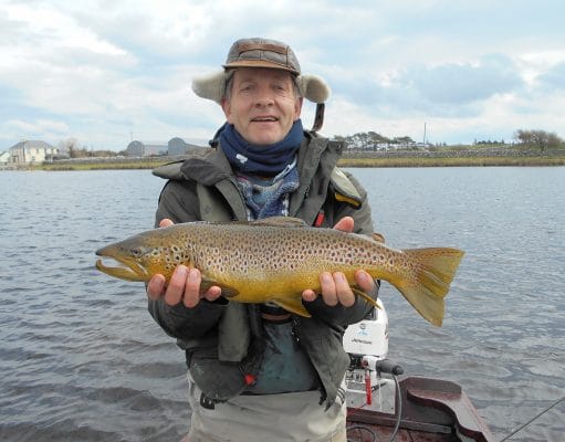 Simon Tarpey with a cracking 5.25lbs Corrib trout, taken on a size 16 dry post hackle midge during the duckfly hatch, April 2014