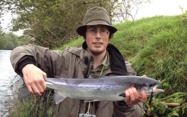 Warren Campbell with a nice fresh Grilse from Kees on the Cloghan Estate Fishery, River Finn
