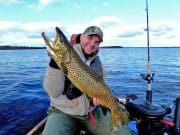 Good trout fishing still reported on Corrib as mayfly hatches decline Czech visitor Karel Sourek with a fine ferox trout he caught recently on his annual visit to Lough Corrib. Karel has caught ferox up to 25lbs on Corrib in the past, and makes a point of returning for a week every year. Like all his fish, this one was sportingly returned after a quick photograph.