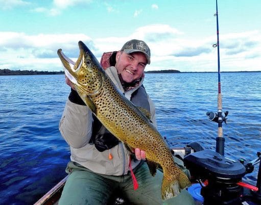 Czech visitor Karel Sourek with a fine ferox trout he caught recently on his annual visit to Lough Corrib. Karel has caught ferox up to 25lbs on Corrib in the past, and makes a point of returning for a week every year. Like all his fish, this one was sportingly returned after a quick photograph.