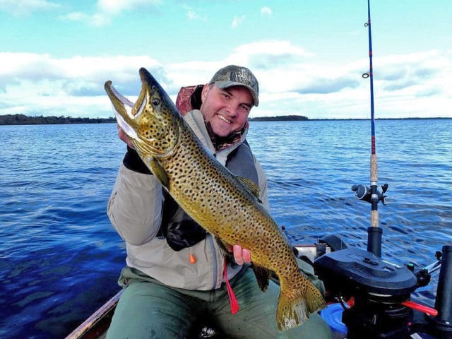 Czech visitor Karel Sourek with a fine ferox trout he caught recently on his annual visit to Lough Corrib. Karel has caught ferox up to 25lbs on Corrib in the past, and makes a point of returning for a week every year. Like all his fish, this one was sportingly returned after a quick photograph.