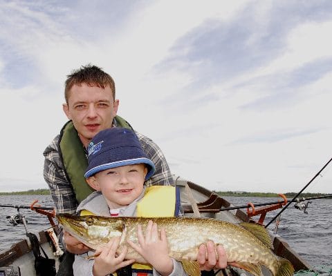 Big fish for little Jack on Lough Lene John and Jack Egan pictured on Derravaragh.Jack is only 6 years old and has some fishy tales to tell his schoolmates this week !