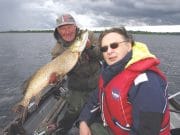 Justin Gordon lands a personal best pike on Lough Derravarragh