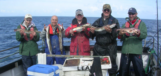Five happy Sligo anglers onboard the Leah fishing Killala Bay