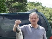 Spinner works well for Maurice at Owenea Fishery Owenea - Maurice Kennedy with 7lb salmon