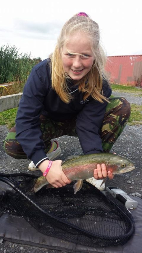 Kathleen Croke with her rainbow trout
