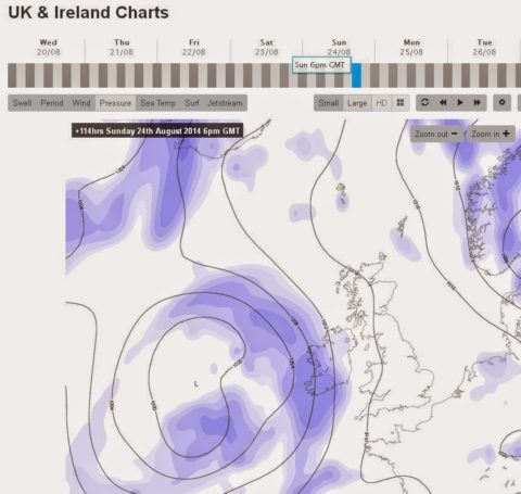 Continuing dry forecast up until next Sunday when a depression is forecast to hit Ireland with a band of heavy rain.
