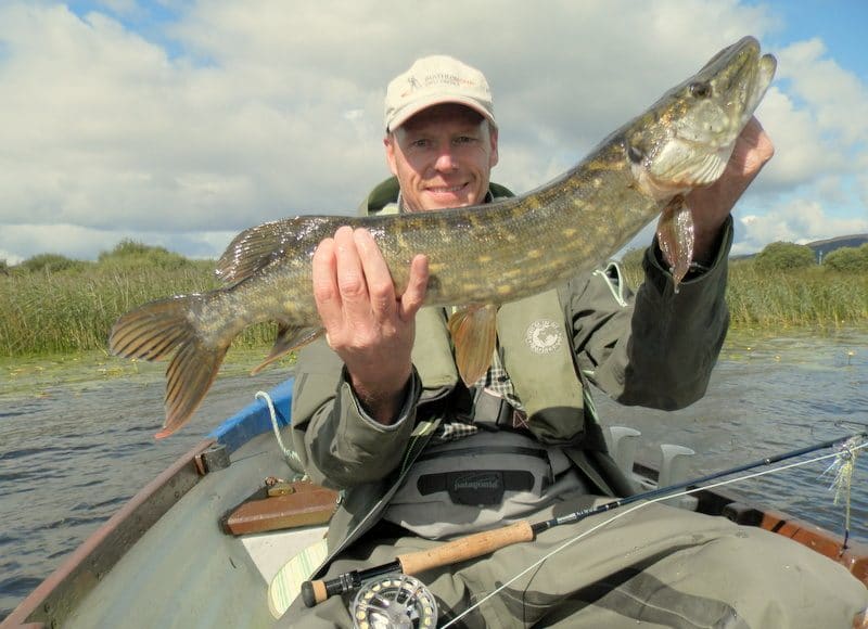 Frank Meissner, Germany, with his first Irish fly-caught pike