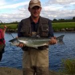 Laune – Noel Hickey with a 7 lb sea liced fish on the fly from Johnston's