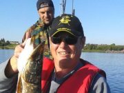 Brothers enjoy the pike fishing at Melview Kevin with the forth Pike of the day