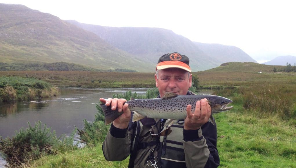 Philip Harte with a nice sea trout of approx. 3lbs from the Erriff Fishery.