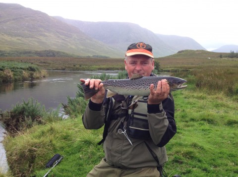 Philip Harte with a nice sea trout of approx. 3lbs from the Erriff Fishery.