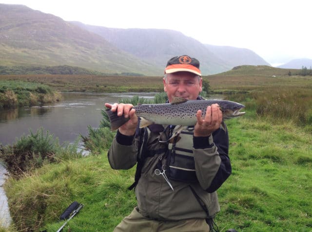 Philip Harte with a nice sea trout of approx. 3lbs from the Erriff Fishery.