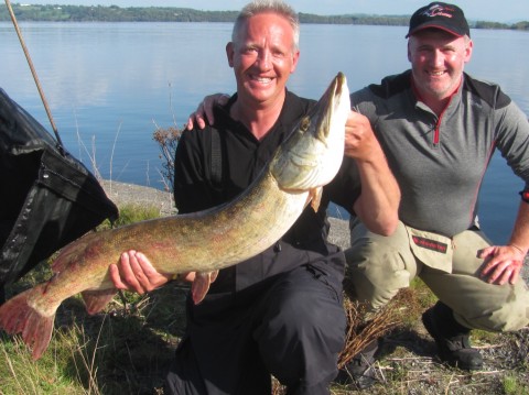 Ben Beernaerd and Paul Bourke with this 19 lbs Pike at Williamstown Harbour
