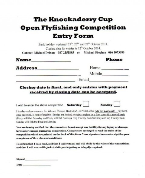 Knockaderry - Competition entry form
