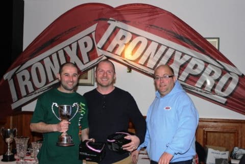 Yilmaz Samiloglu and Ashley Sampson Receiving Their Trophy and Prizes from George Cunninghsm (Tronixpro) at Tonights Presentation in Sean Ogs in Kilmuckridge