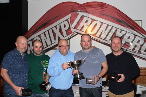 $ Man Team Champions Ged Stevens, Yilmaz Samiloglu, Gareth Griffiths and Ashley Sampson Receive Their Presentation from George Cunningham (Tronixpro)