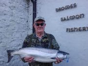 14lb 9oz salmon on a prawn for Sean McNeice on the Drowes Sean McNeice with his 14lb 9oz salmon