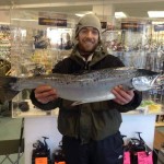Moy – Nigel Lacky with the First Salmon 2015 on the Moy