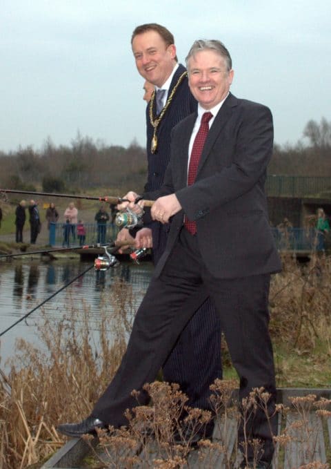 Enjoying the event - Aidan Cassidy, Head of Fisheries Policy at Department of Culture, Arts and Leisure with Mayor of Craigavon, Councillor Colin McCusker.