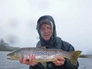 Duckfly hatches get underway on Corrib Simon Tarpey with a fine 4.25lbs Corrib trout taken recently on a size 12 Fiery Brown. The fish was sportingly released after the photograph was taken.