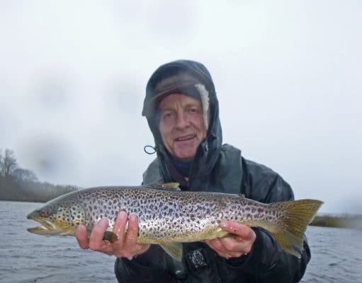 Duckfly hatches get underway on Corrib Simon Tarpey with a fine 4.25lbs Corrib trout taken recently on a size 12 Fiery Brown. The fish was sportingly released after the photograph was taken.